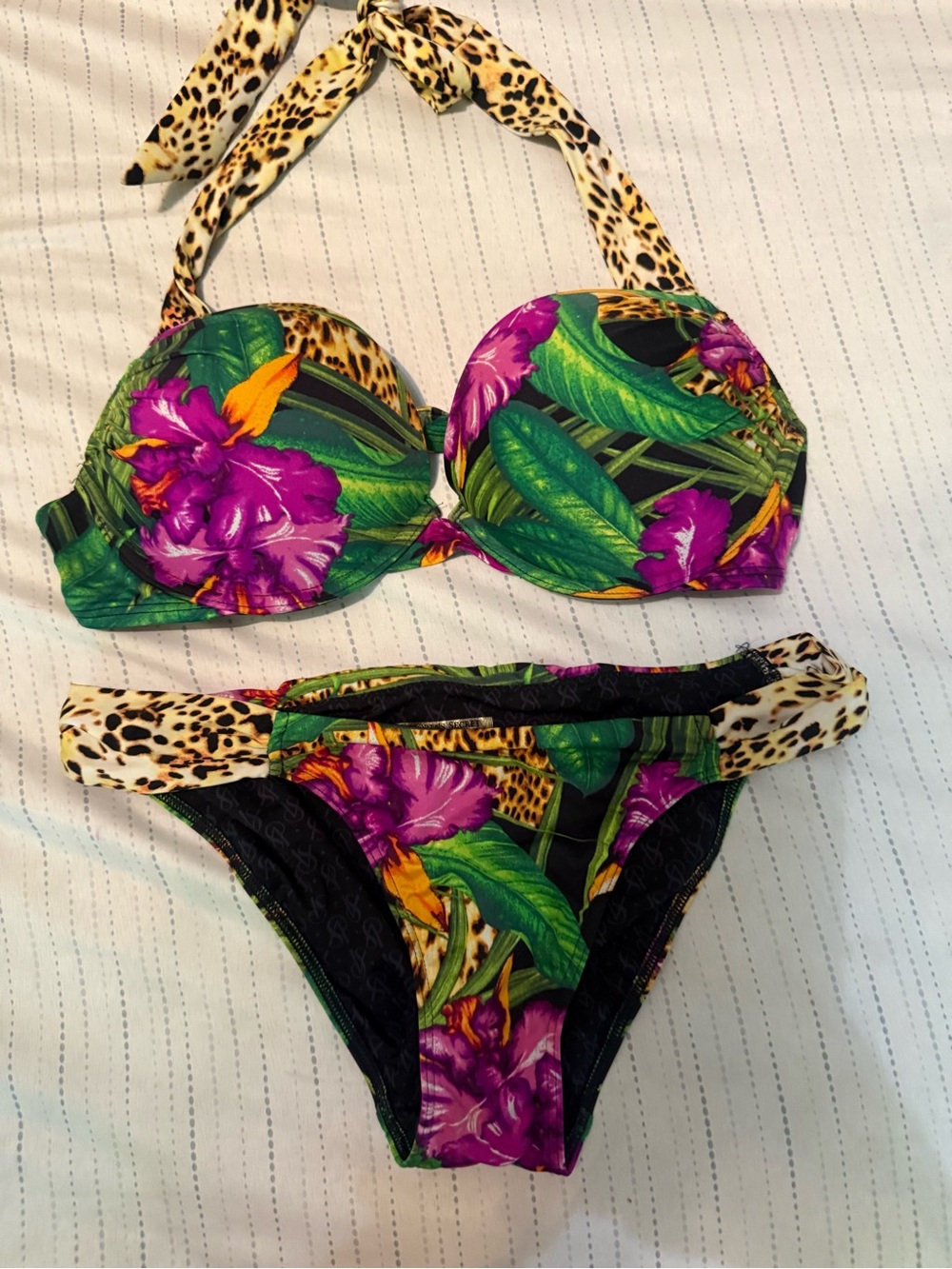 Victoria’s Secret Bombshell Tropical Floral & Leopard Print Bikini Set